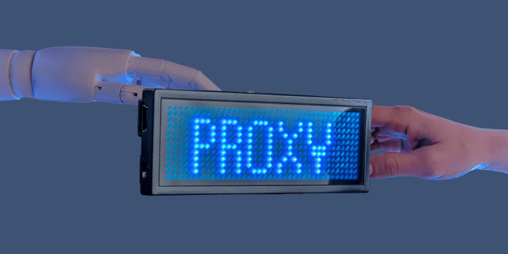 Hands are holding PROXY sign