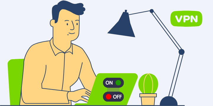 A man is checking if VPN is on or off at the computer