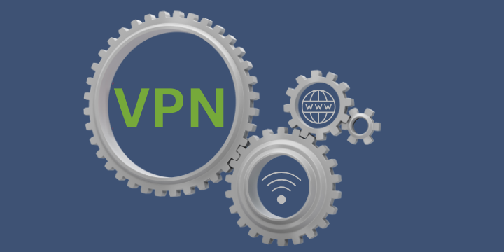 VPN words in gears illustration