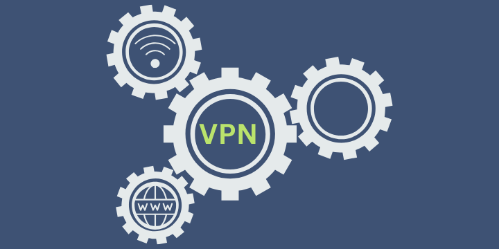 VPN words in gears illustration